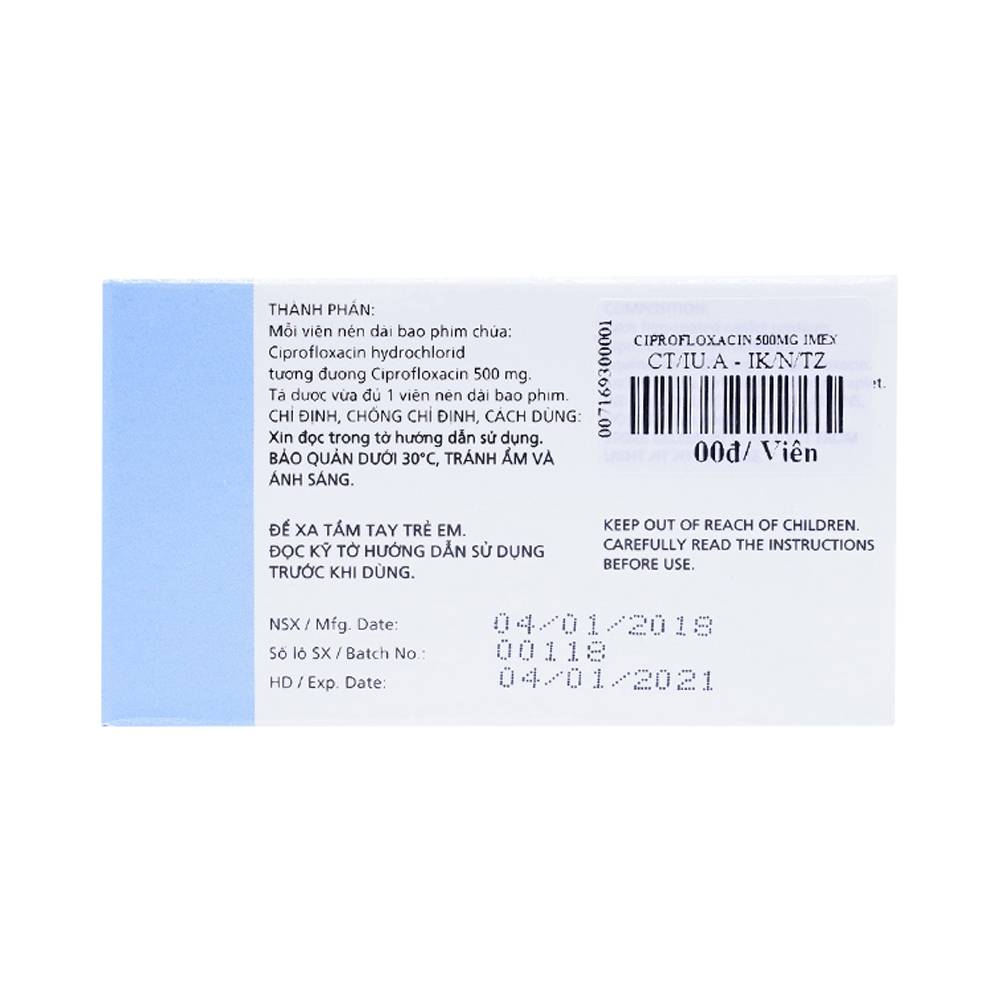 Thuốc PMS-Ciprofloxacin 500mg điều trị nhiễm khuẩn nặng (2 vỉ x 10 viên)