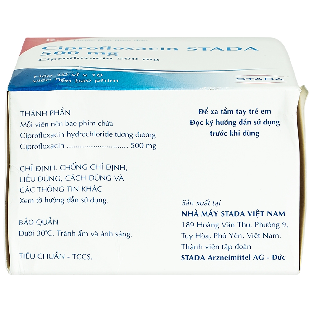 Thuốc Ciprofloxacin Stada 500mg điều trị trong các trường hợp nhiễm khuẩn (10 vỉ x 10 viên)