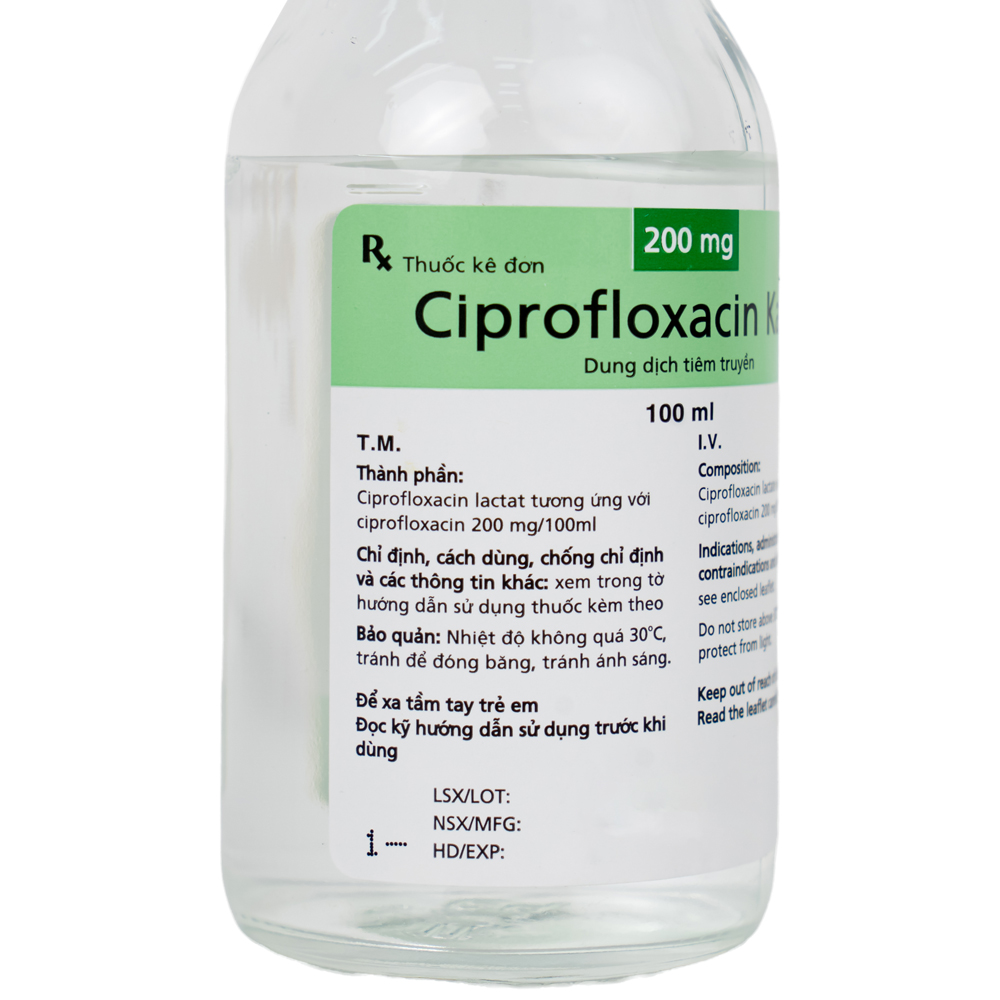 Thuốc Ciprofloxacin Kabi 200mg Fresenius Kabi điều trị nhiễm khuẩn, viêm đường tiết niệu (100ml)