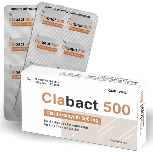 Thuốc Clabact 500 DHG điều trị nhiễm khuẩn (2 vỉ x 10 viên)