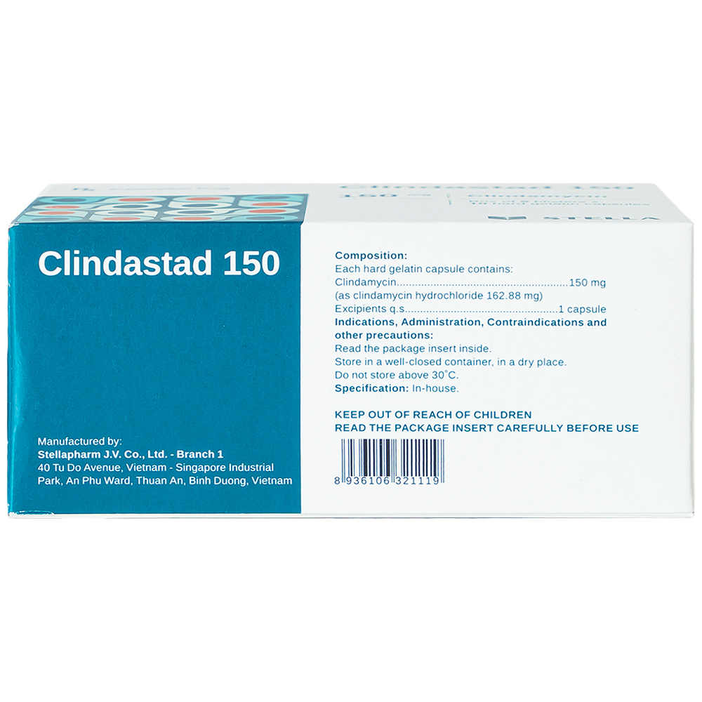 Thuốc Clindastad 150 Stella điều trị nhiễm khuẩn (5 vỉ x 10 viên)