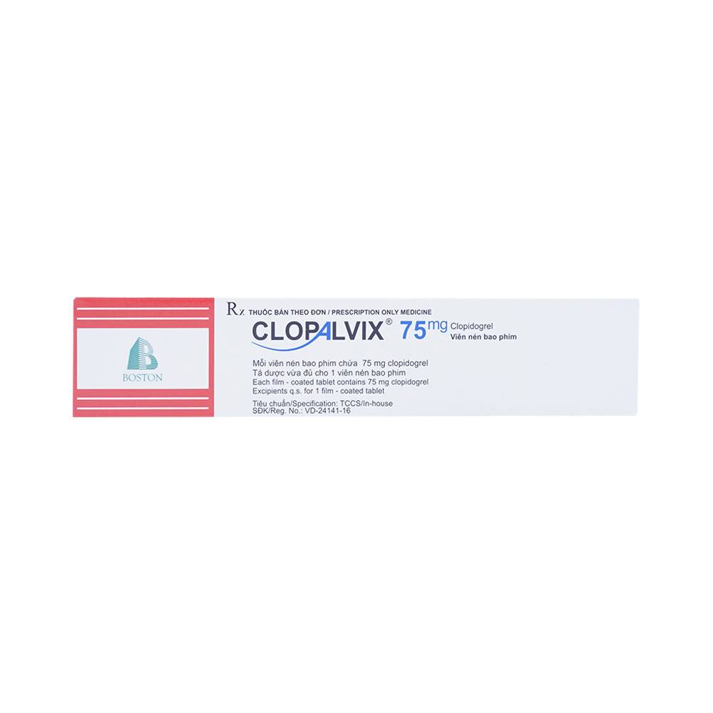 Thuốc Clopalvix 75mg Boston phòng ngừa xơ vữa động mạch, nhồi máu cơ tim (5 vỉ x 14 viên)