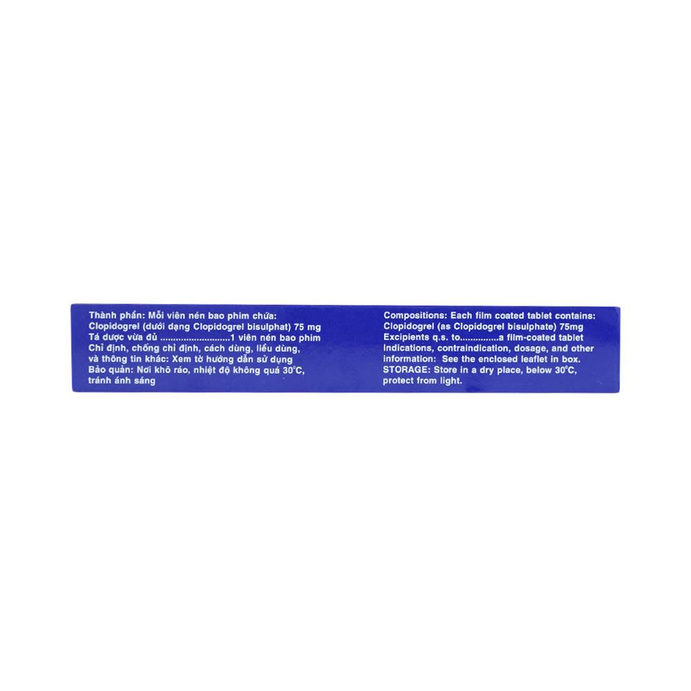 Thuốc Clopivir 75mg Bidiphar phòng ngừa nhồi máu cơ tim, đột quỵ (3 vỉ x 10 viên)