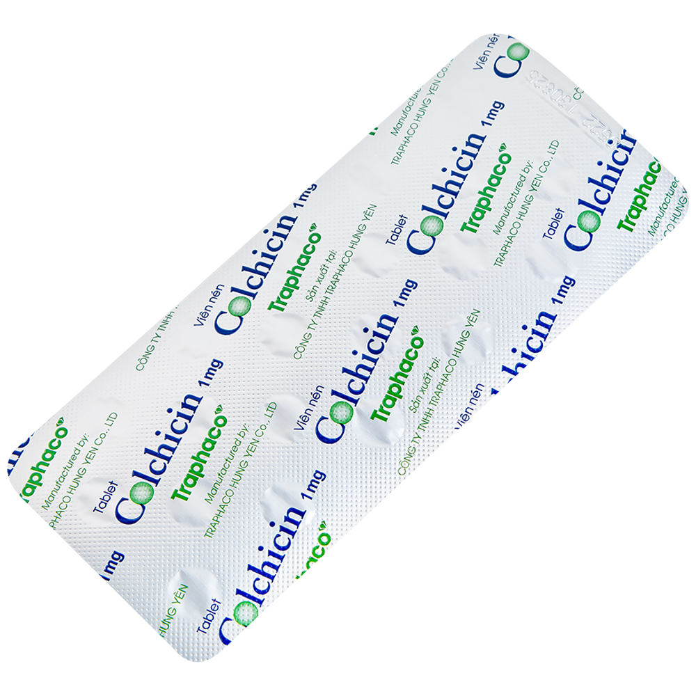 Thuốc Colchicin 1mg Traphaco phòng tái phát viêm khớp do gút và điều trị dài ngày bệnh gút (1 vỉ x 20 viên)