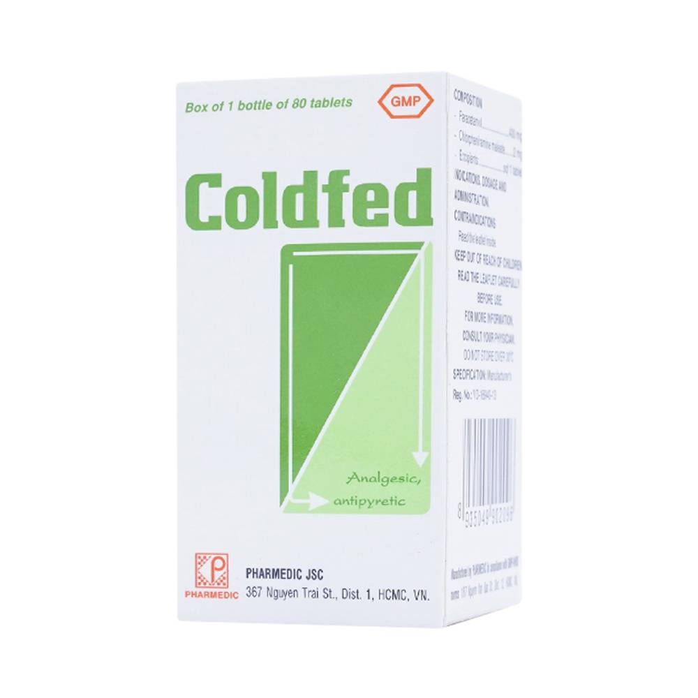 Thuốc Coldfed điều trị triệu chứng cảm, sốt, nhức đầu, sổ mũi, đau khớp, đau cơ (80 viên)