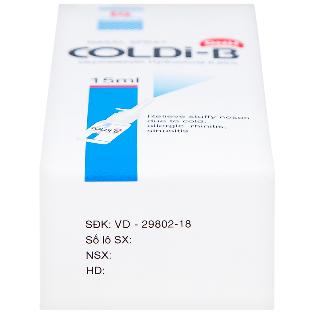 Thuốc xịt mũi Coldi-B Nam Hà giảm ngạt mũi do cảm lạnh, viêm mũi dị ứng, viêm xoang (15ml)