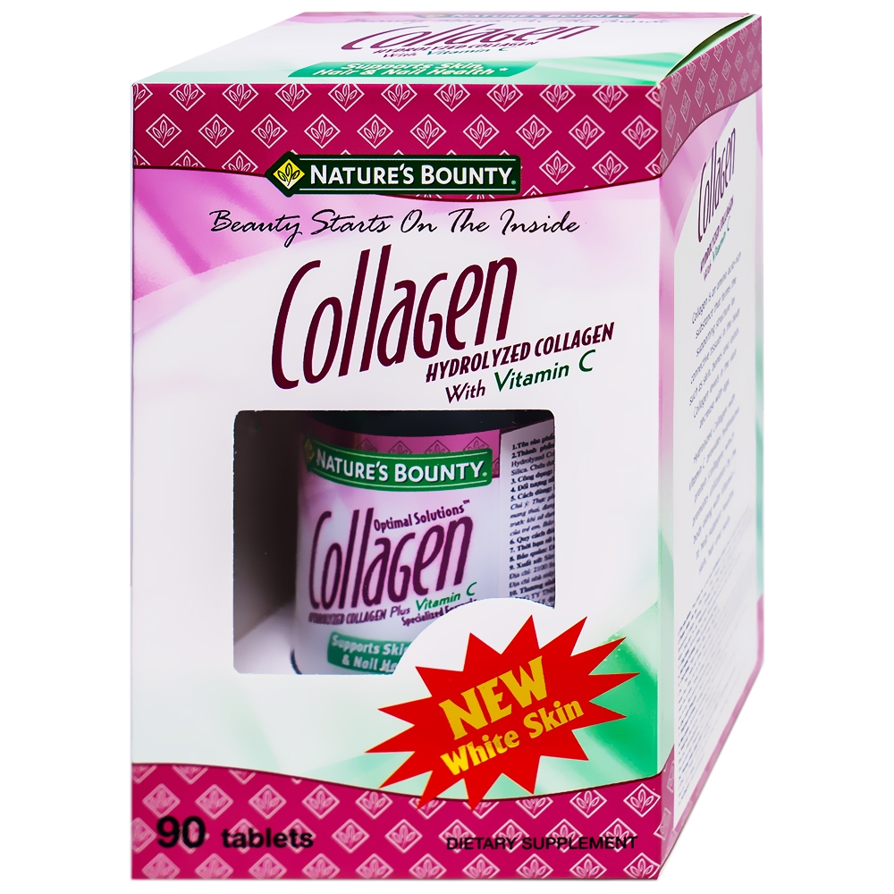 Viên uống giúp đẹp da, móng, tóc chắc khỏe, hỗ trợ chống oxy hoá Hydro-lyzed Collagen With Vitamin C Nature's Bounty (90 viên)