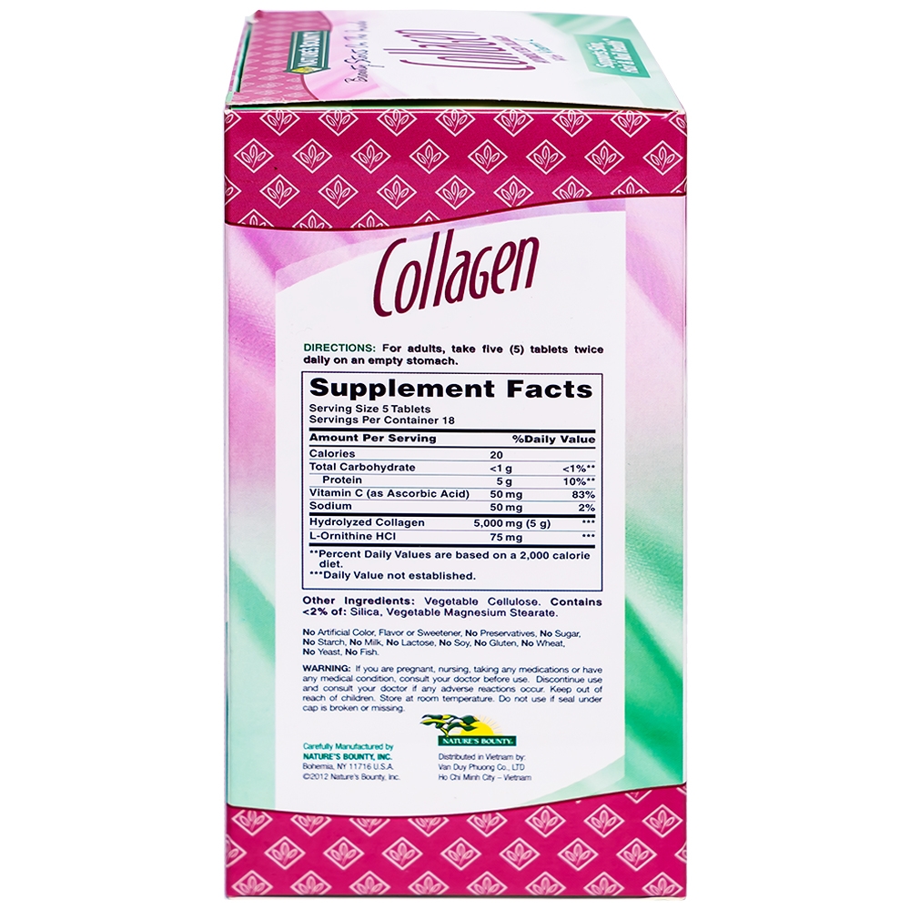 Viên uống giúp đẹp da, móng, tóc chắc khỏe, hỗ trợ chống oxy hoá Hydro-lyzed Collagen With Vitamin C Nature's Bounty (90 viên)