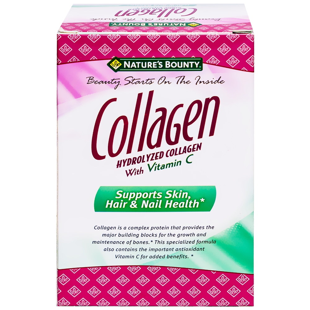 Viên uống giúp đẹp da, móng, tóc chắc khỏe, hỗ trợ chống oxy hoá Hydro-lyzed Collagen With Vitamin C Nature's Bounty (90 viên)