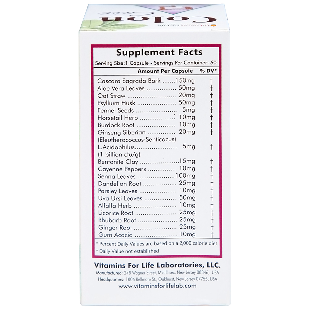 Viên uống giúp nhuận tràng, giảm táo bón, tốt cho tiêu hóa Colon Care Vitamins For Life (60 viên)