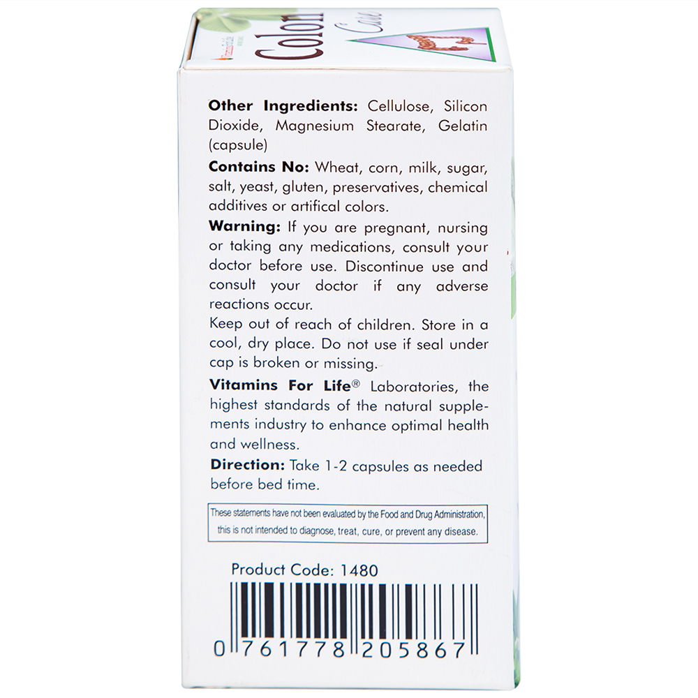 Viên uống giúp nhuận tràng, giảm táo bón, tốt cho tiêu hóa Colon Care Vitamins For Life (60 viên)