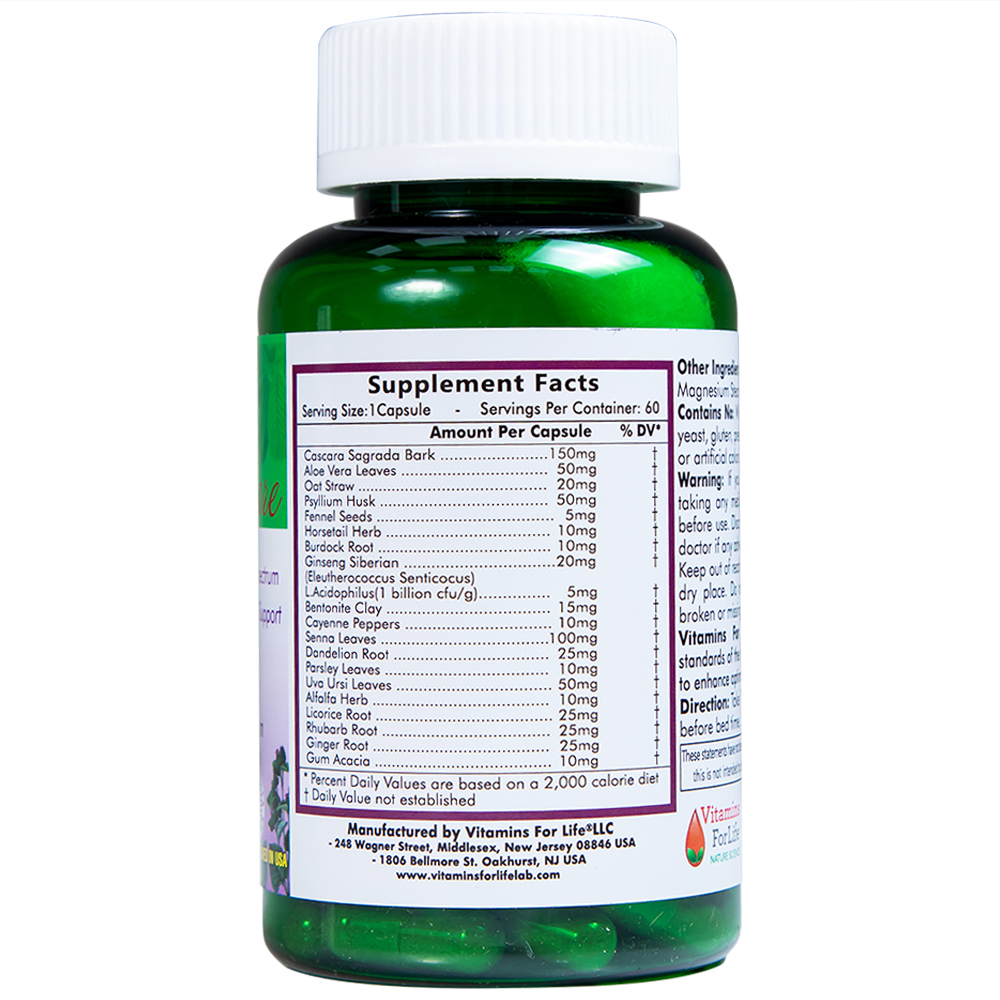 Viên uống giúp nhuận tràng, giảm táo bón, tốt cho tiêu hóa Colon Care Vitamins For Life (60 viên)