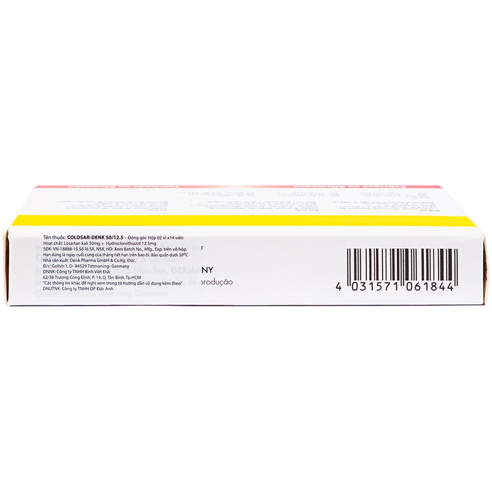 Thuốc Colosar-Denk 50/12.5 Denk điều trị tăng huyết áp (2 vỉ x 14 viên)