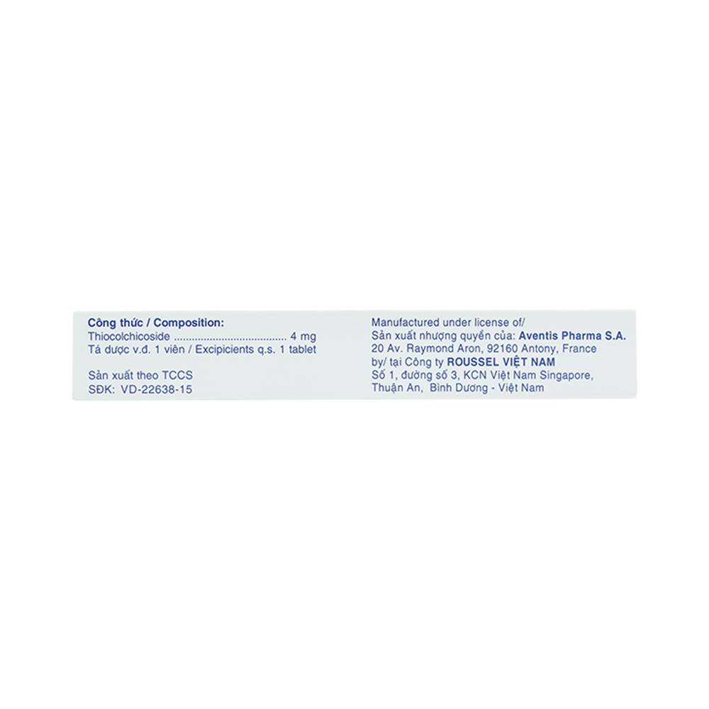 Thuốc Coltramyl 4mg Roussel điều trị hỗ trợ đau do co cứng cơ bắp cấp tính (1 vỉ x 12 viên)