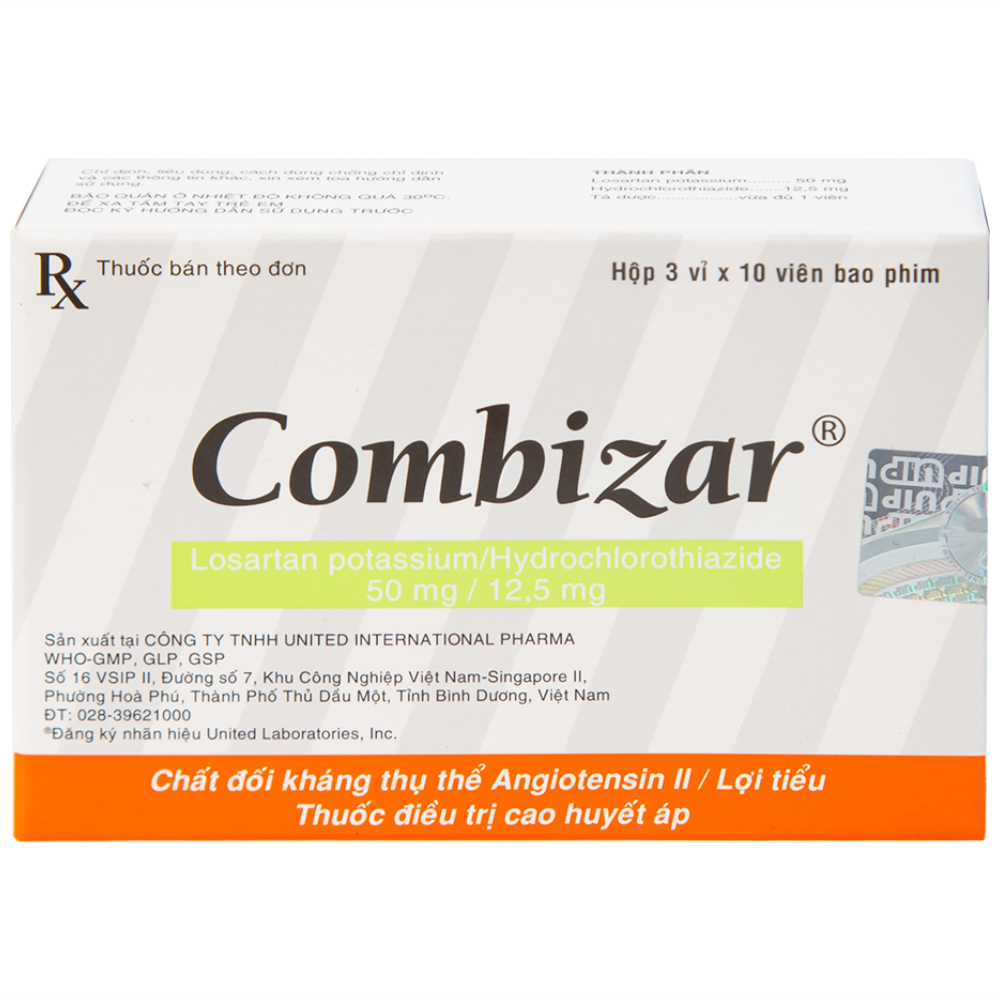 Thuốc Combizar United điều trị cao huyết áp (3 vỉ x 10 viên)