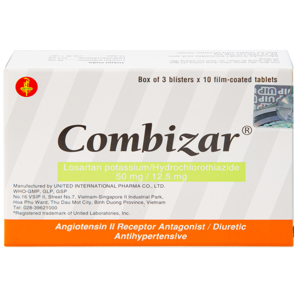 Thuốc Combizar United điều trị cao huyết áp (3 vỉ x 10 viên)