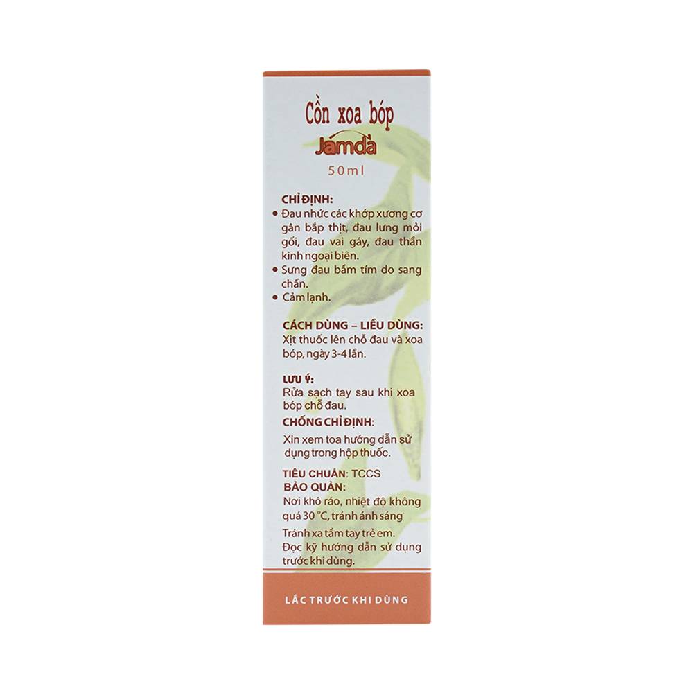 Cồn xoa bóp Jamda Traphaco điều trị đau nhức các khớp xương cơ gân bắp thịt, đau lưng, mõi gối (50ml)