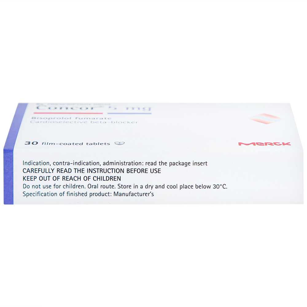 Thuốc Concor 5mg Merck điều trị tăng huyết áp, đau thắt ngực (3 vỉ x 10 viên)