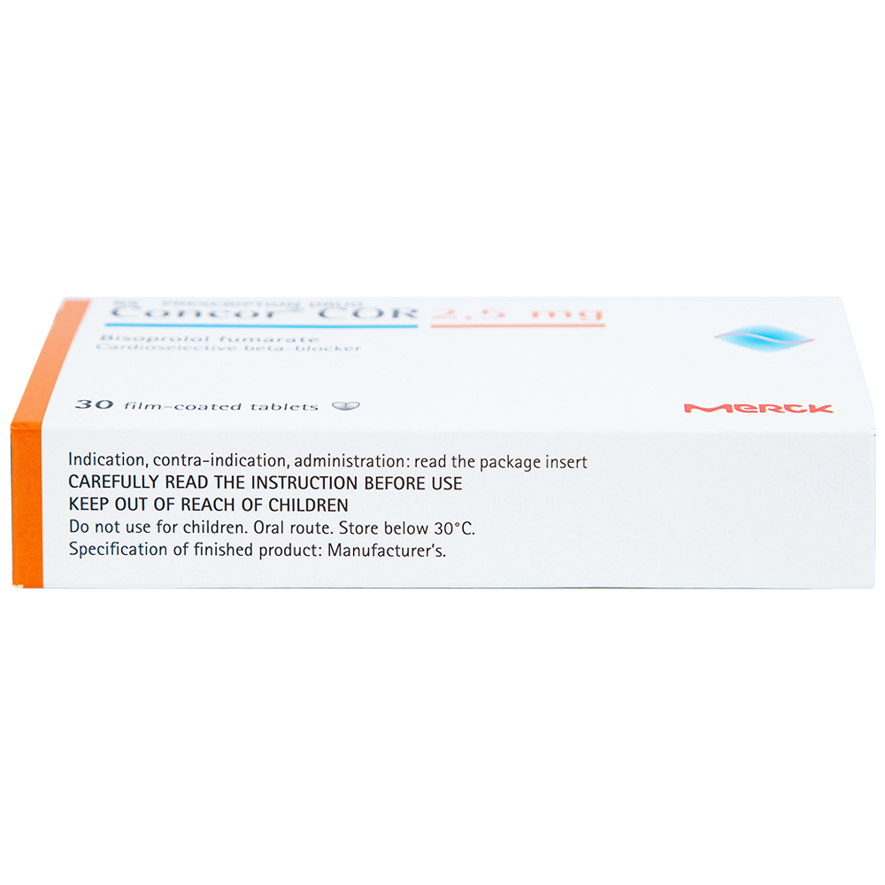 Thuốc Concor Cor 2.5mg Merck điều trị suy tim mãn tính (3 vỉ x 10 viên)