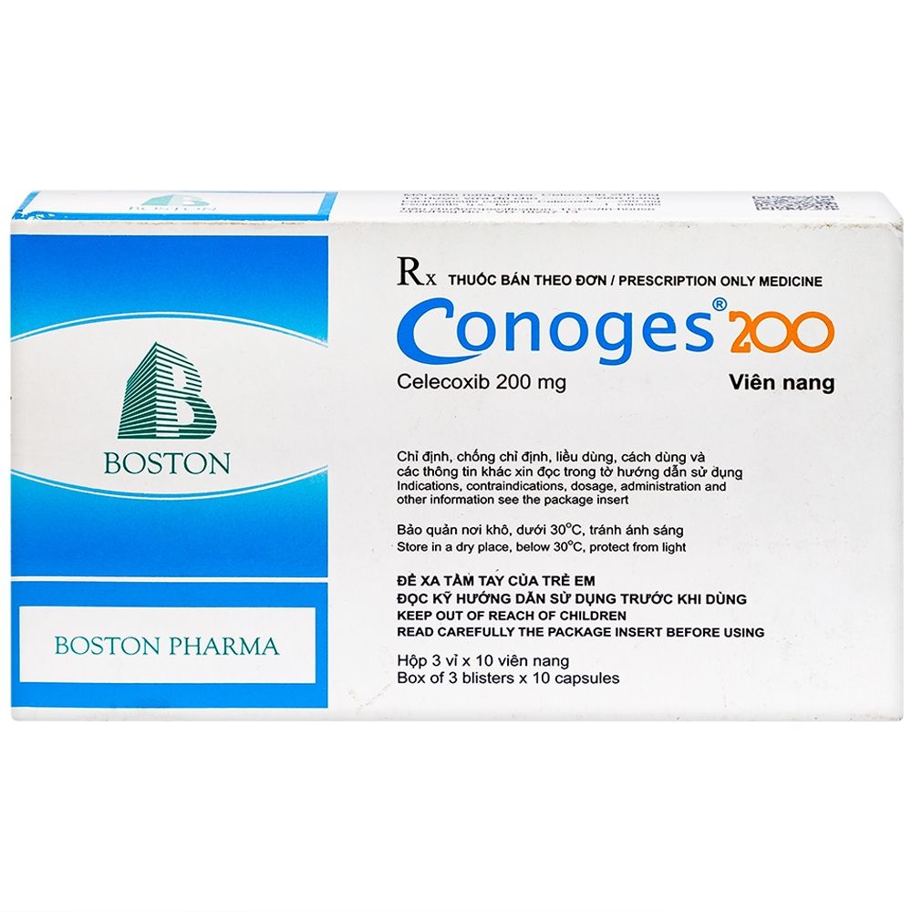 Thuốc Conoges 200 Boston điều trị triệu chứng viêm xương khớp, viêm khớp dạng thấp (30 viên)