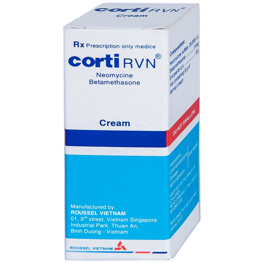 Kem thoa da Corti RVN Roussel điều trị chàm thể tạng, chàm dạng đĩa, sần ngứa, vảy nến (8g)