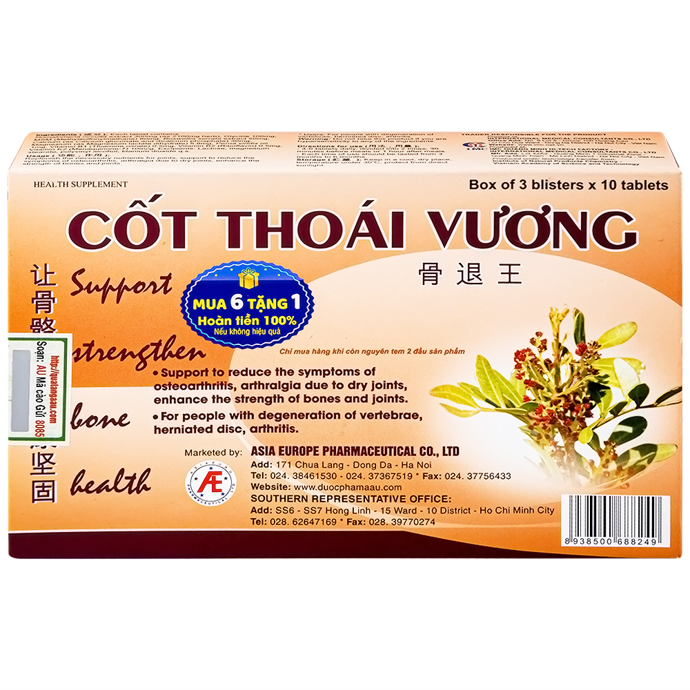 Viên giảm triệu chứng viêm thoái hóa Cốt Thoái Vương ( 3 vỉ x 10 viên )