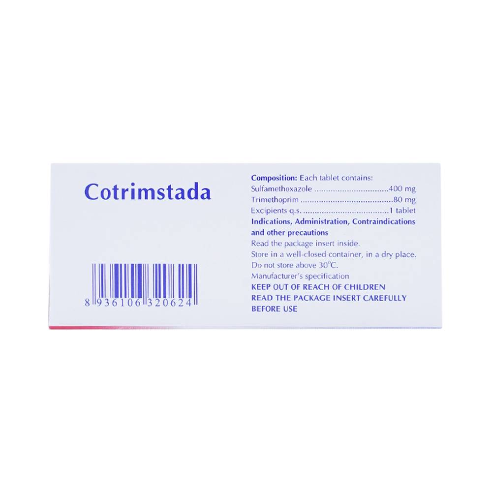 Thuốc Cotrimstada Stada điều trị nhiễm khuẩn (10 vỉ x 10 viên)