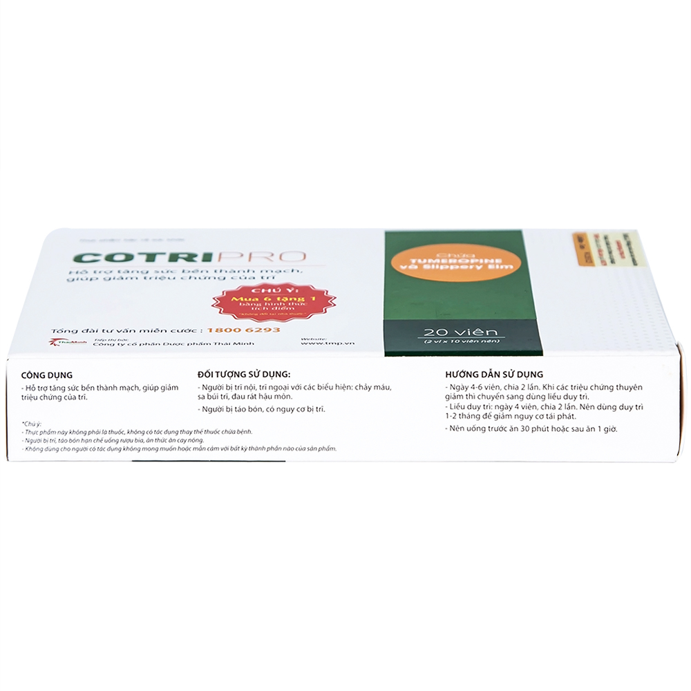 Viên uống bền thành mạch giảm trĩ Cotripro Thái Minh (2 vỉ x 10 viên)