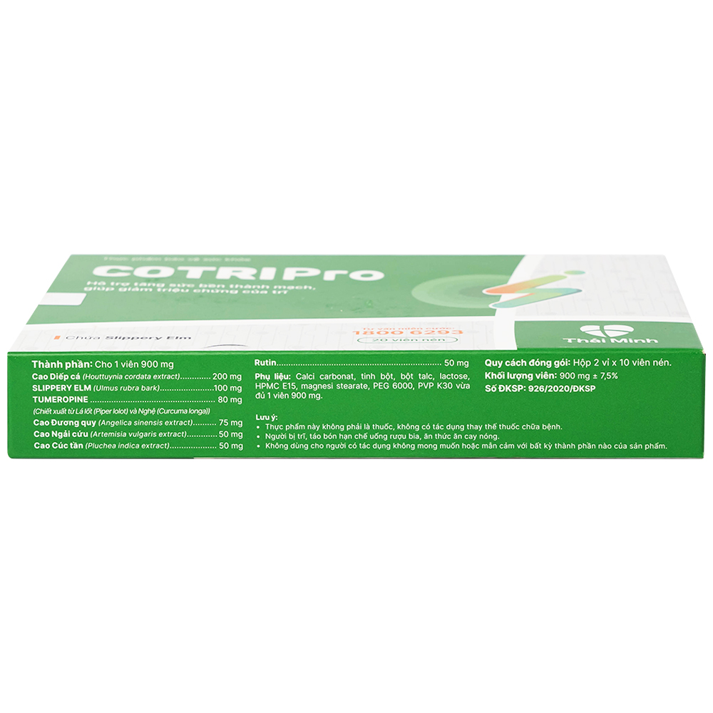 Viên uống bền thành mạch giảm trĩ Cotripro Thái Minh (2 vỉ x 10 viên)