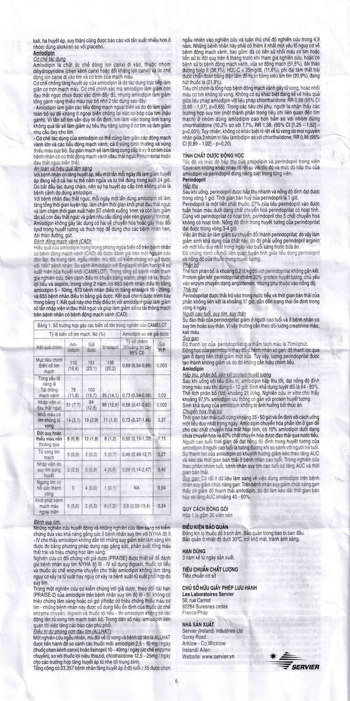 Thuốc Coveram 10mg/10mg Servier điều trị tăng huyết áp (30 viên)