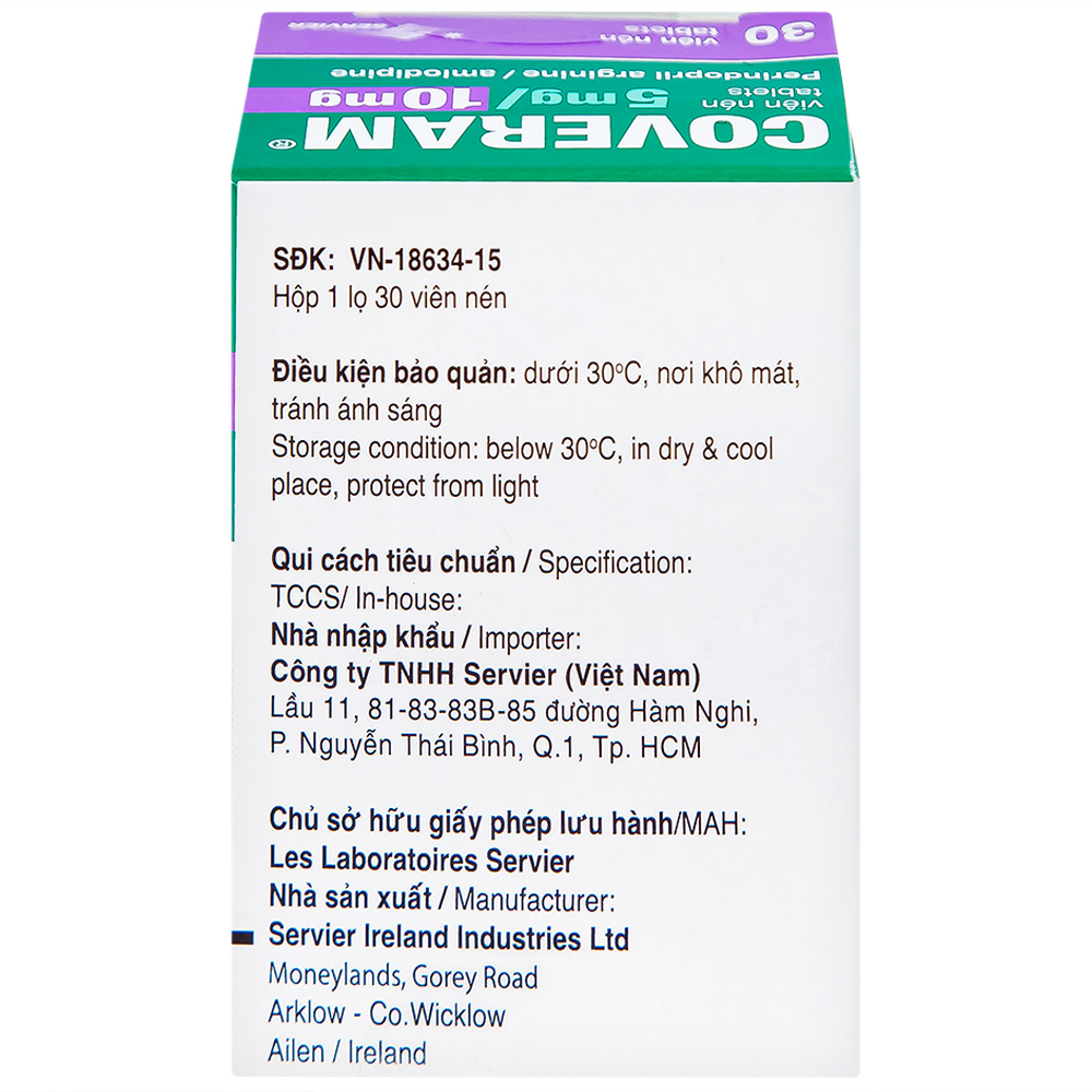 Thuốc Coveram 5mg/10mg Servier điều trị tăng huyết áp (30 viên)