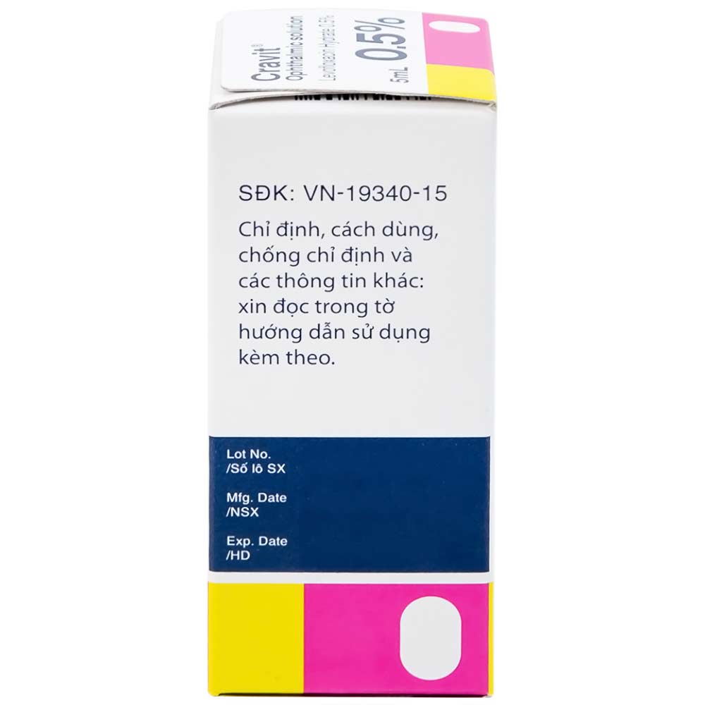 Thuốc nhỏ mắt Cravit 0.5% Santen điều trị viêm bờ mi, viêm túi lệ, lẹo (5ml)