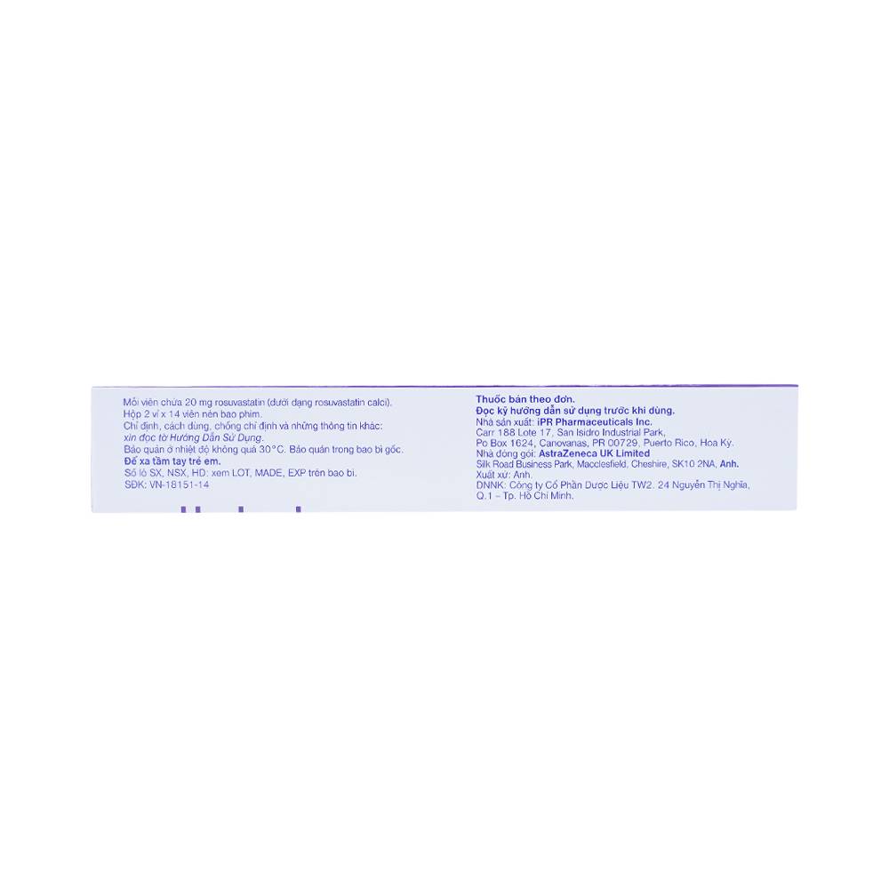 Thuốc Crestor 20mg AstraZeneca điều trị tăng cholesterol máu nguyên phát (2 vỉ x 14 viên)