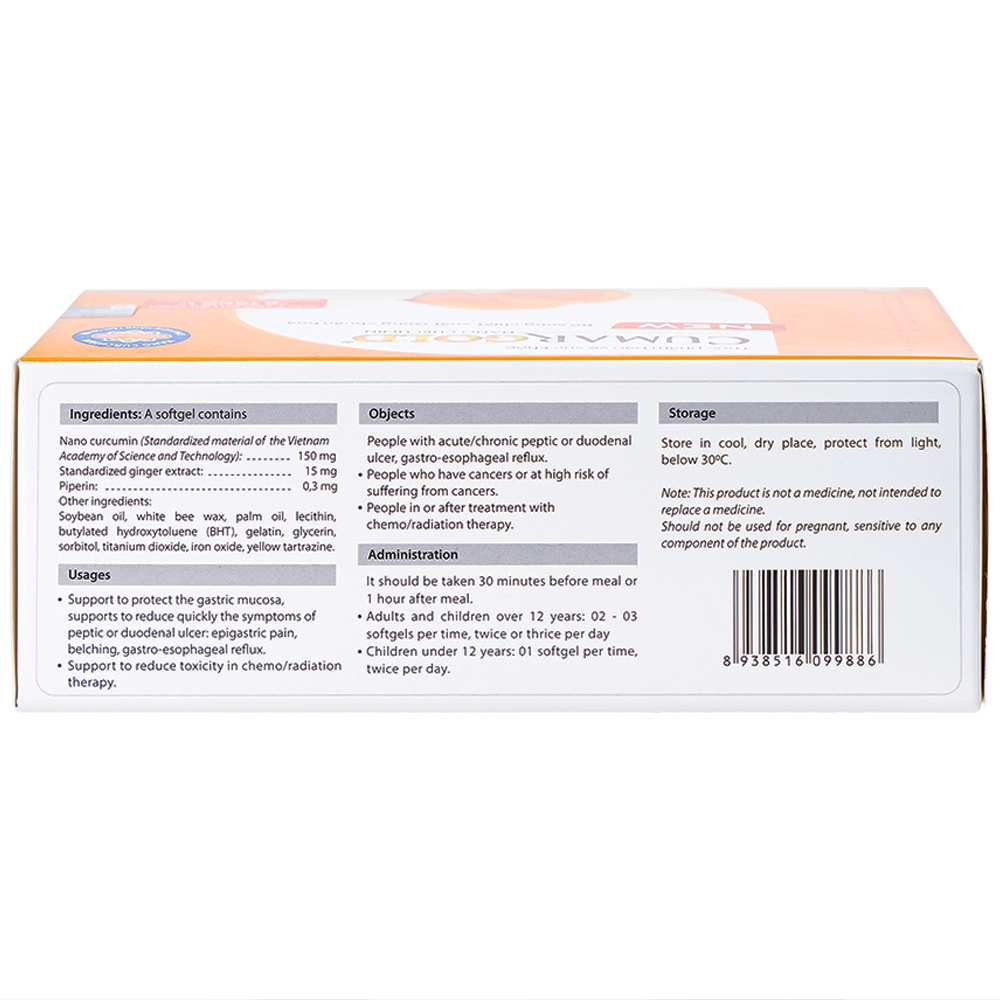 Viên hỗ trợ bảo vệ niêm mạc dạ dày CumarGold Nano Curcumin New CVI (4 vỉ x 10 viên)