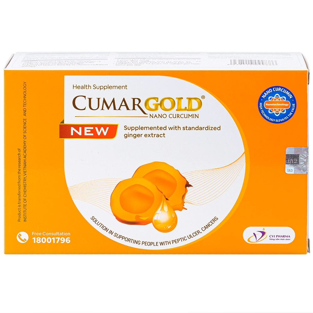 Viên hỗ trợ bảo vệ niêm mạc dạ dày CumarGold Nano Curcumin New CVI (4 vỉ x 10 viên)