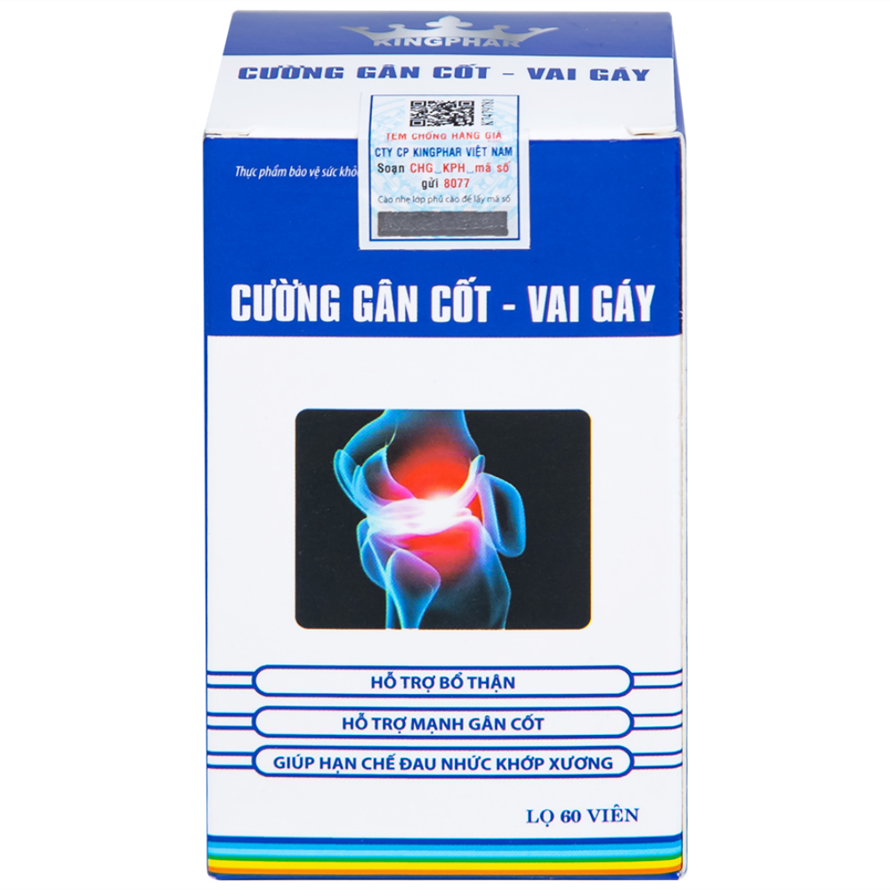 Viên uống hỗ trợ bổ thận, giúp hạn chế đau nhức khớp xương do phong thấp Cường Gân Cốt - Vai Gáy Kingphar (60 viên)