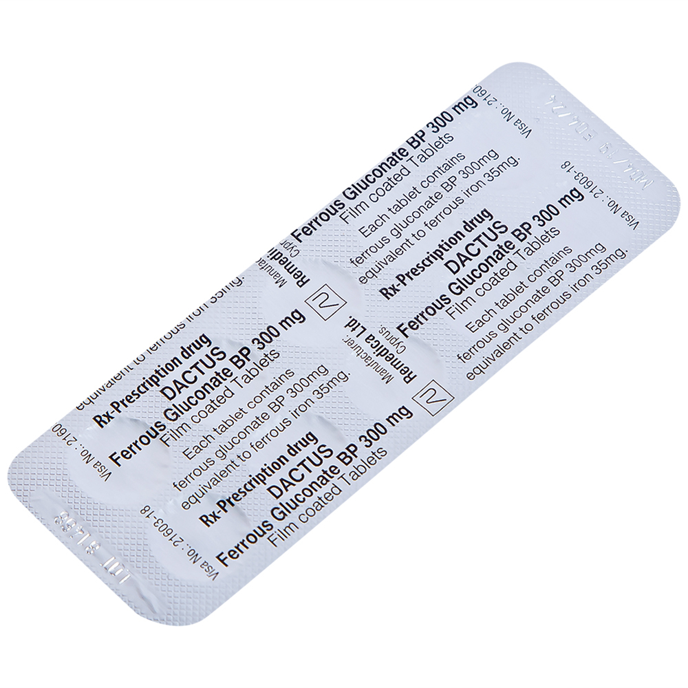 Thuốc Dactus 300mg Remedica dự phòng và điều trị thiếu máu, thiếu sắt (50 viên)