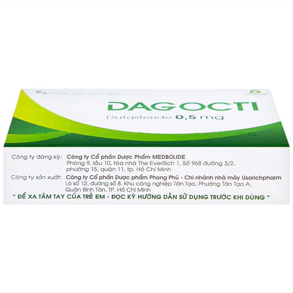 Thuốc Dagocti 0.5mg Medbolide điều trị và phòng ngừa sự tiến triển của bệnh tăng sản lành tính tuyến tiền liệt  (30 viên)
