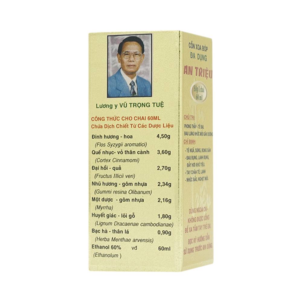 Cồn xoa bóp An Triệu điều trị phong thấp, tê bại, đau lưng, nhức mỏi gân xương (60ml)