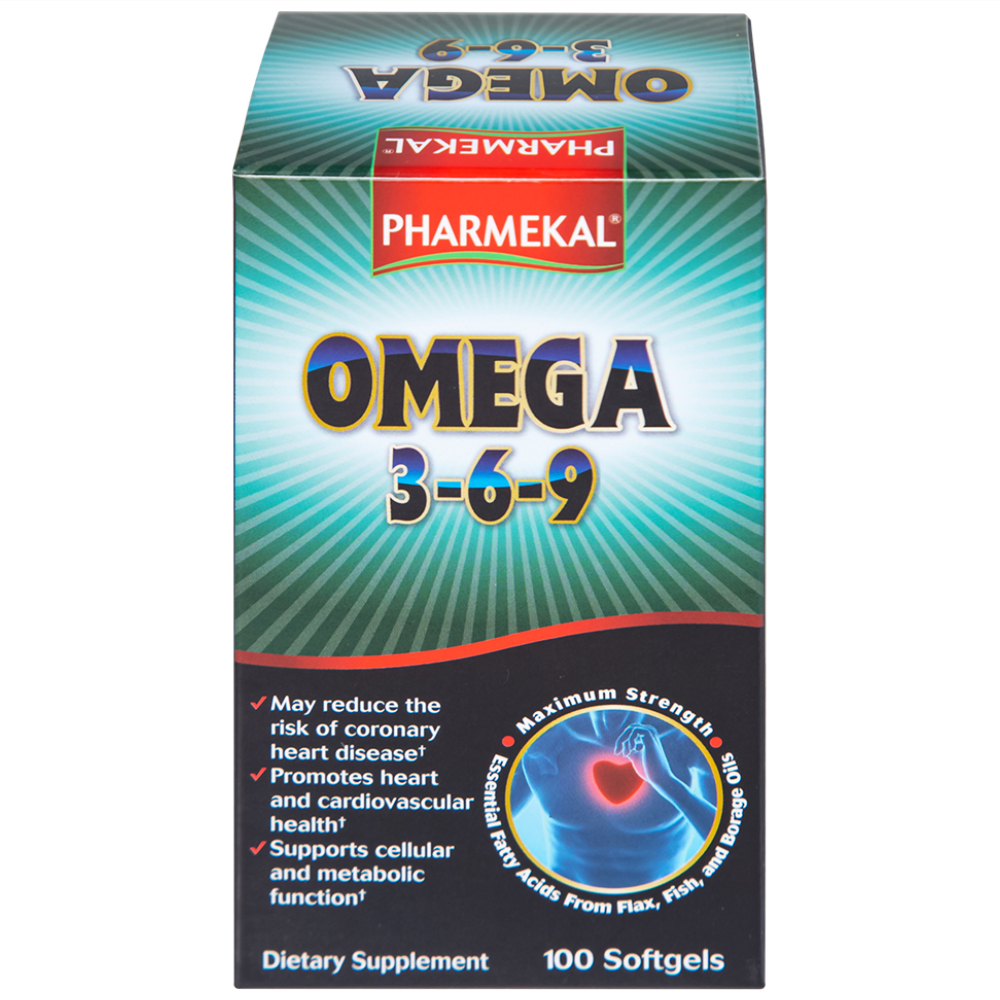 Viên uống hỗ trợ tim mạch, giảm nguy cơ xơ vữa động mạch Omega 3-6-9 Pharmekal (100 viên)