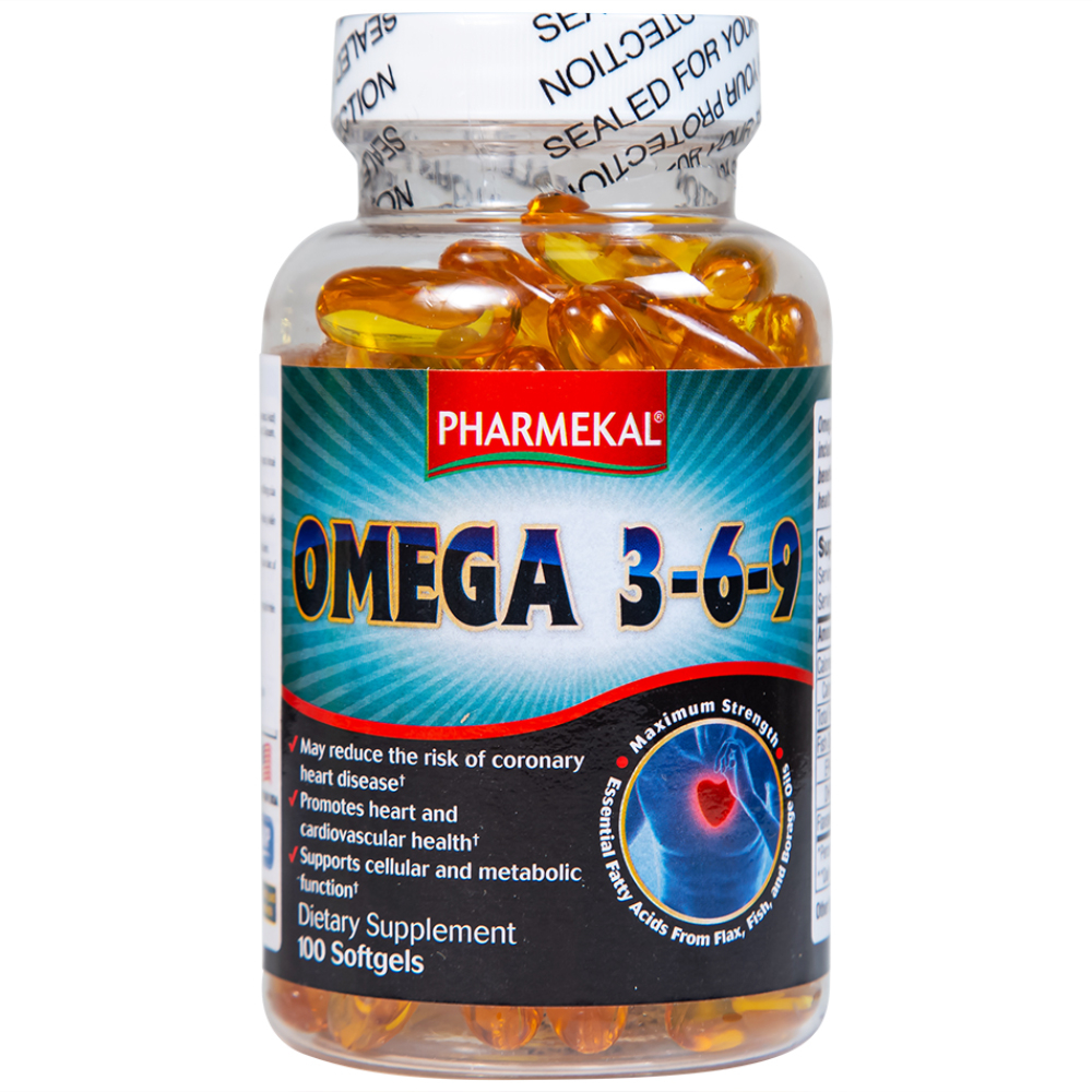 Viên uống hỗ trợ tim mạch, giảm nguy cơ xơ vữa động mạch Omega 3-6-9 Pharmekal (100 viên)