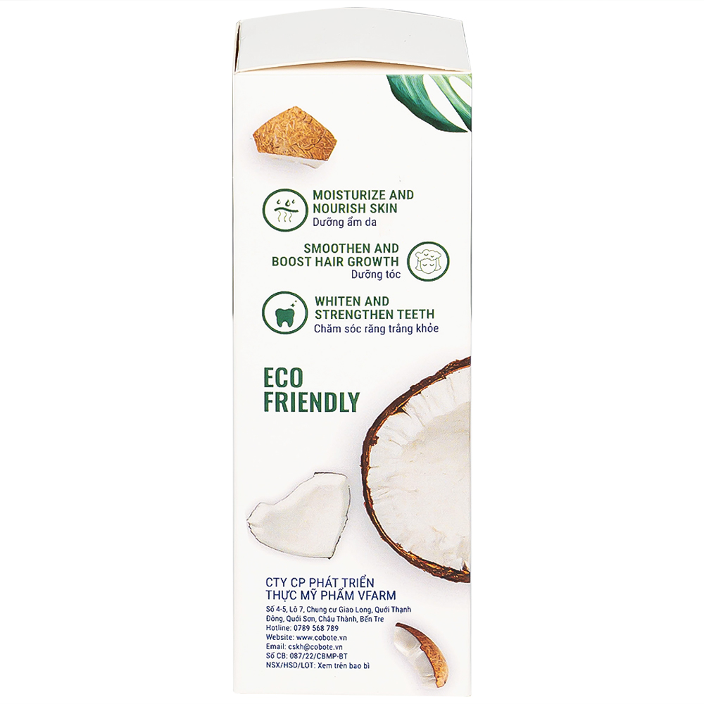 Dầu dừa tươi Raw Virgin Coconut Oil Cobote dưỡng ẩm, chống hăm, chăm sóc răng miệng (50ml)