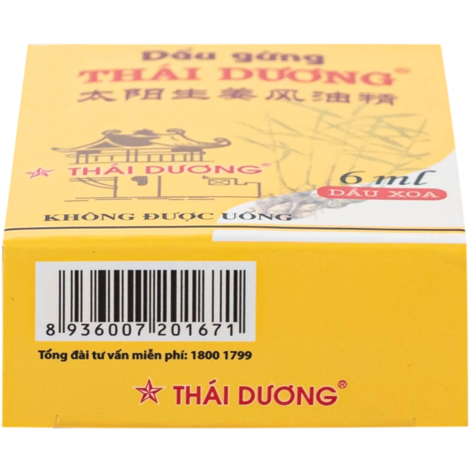 Dầu gừng Thái Dương điều trị đau đầu, đau lưng, đau dây thần kinh vai gáy (6ml)