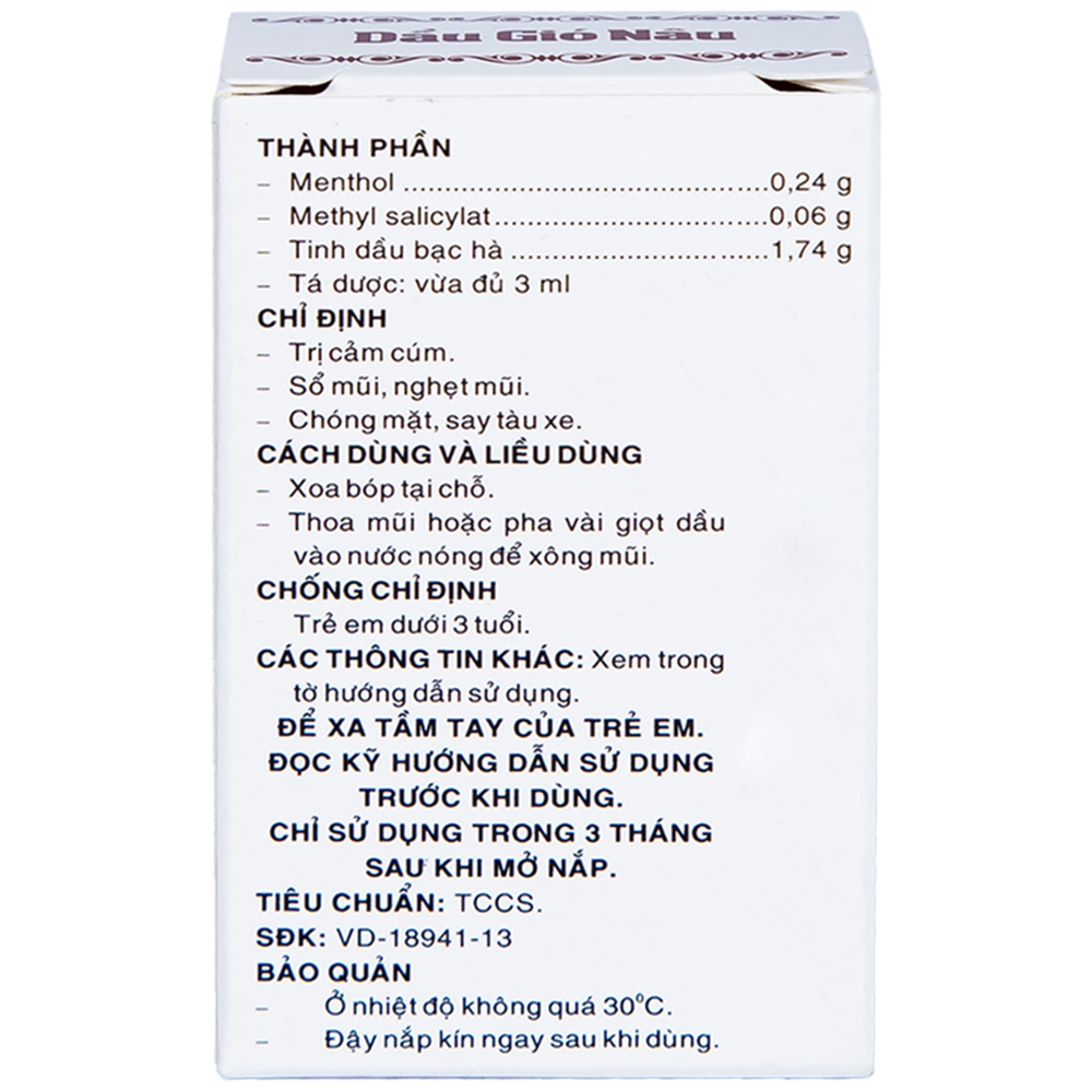 Dầu gió Nâu Pharmedic điều trị cảm cúm, sổ mũi, nghẹt mũi (3ml)