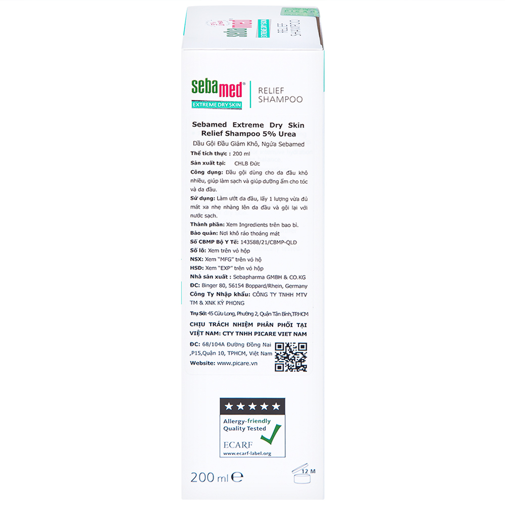 Dầu gội Sebamed Extreme Dry Skin 5% Urea giảm khô ngứa (200ml)