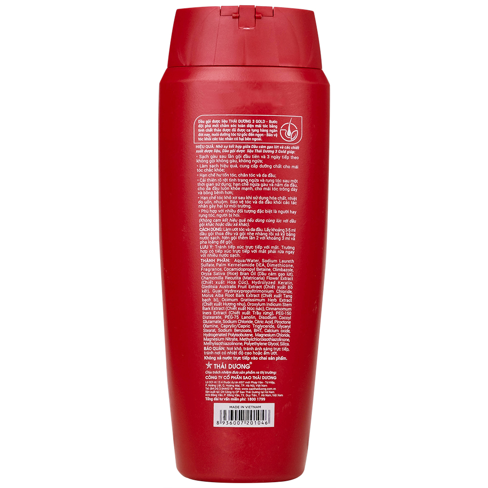 Dầu gội dược liệu Thái Dương 3 Hoa Đào làm mềm mượt và bồng bềnh tóc (200ml)