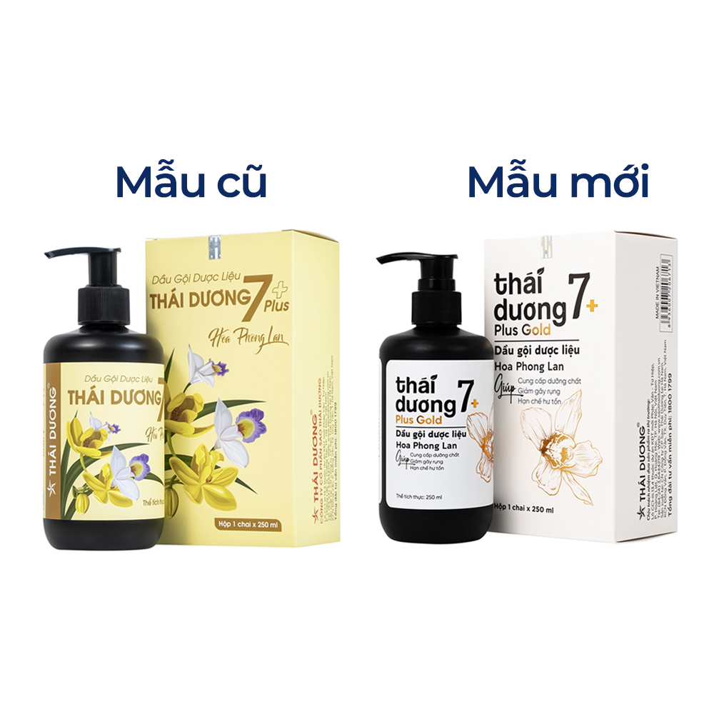Dầu gội dược liệu Thái Dương 7 Plus Gold ngừa rụng tóc, giảm ngứa 250ml