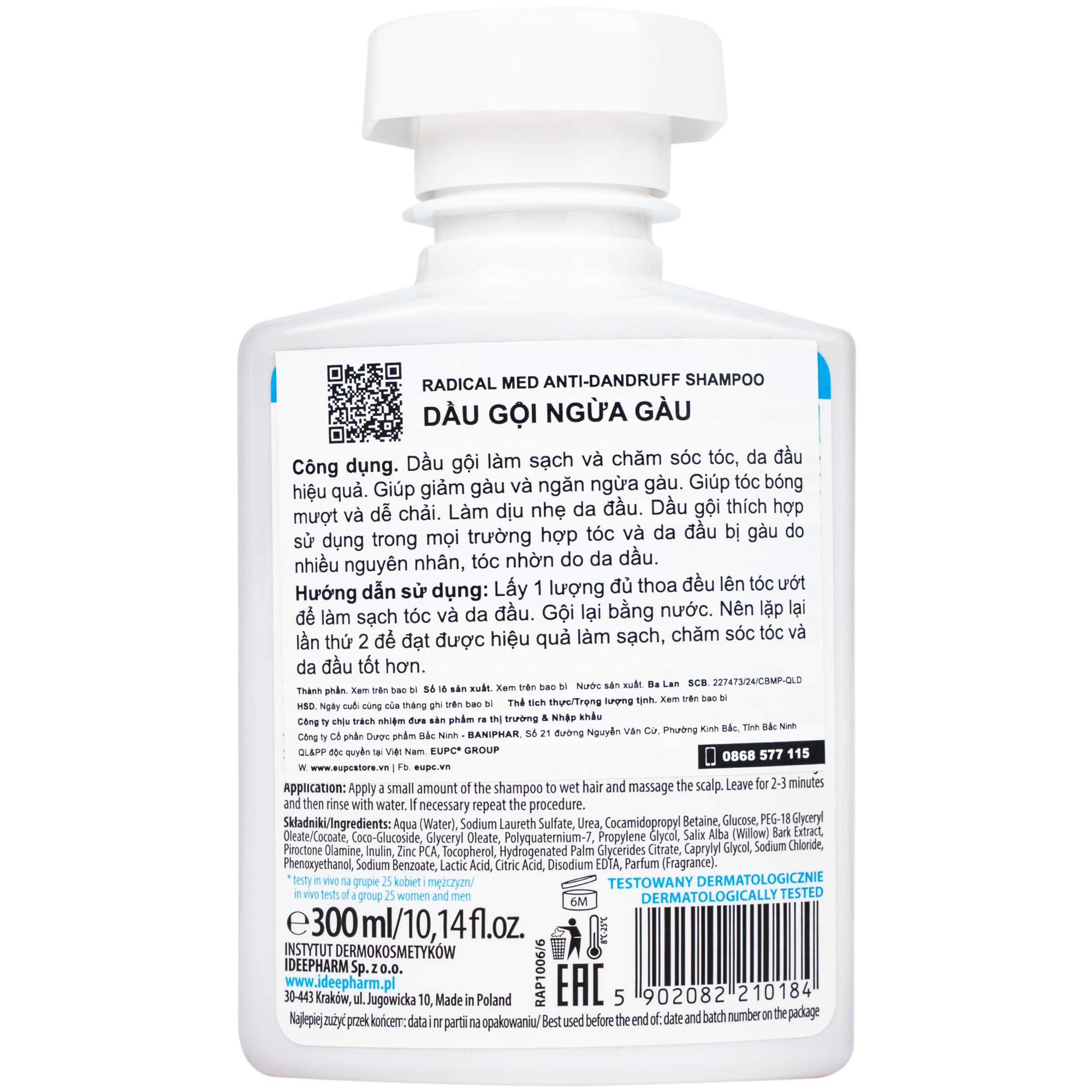Dầu gội Radical Med Anti Dandruff hỗ trợ giảm gàu, không gây kích ứng (300ml)