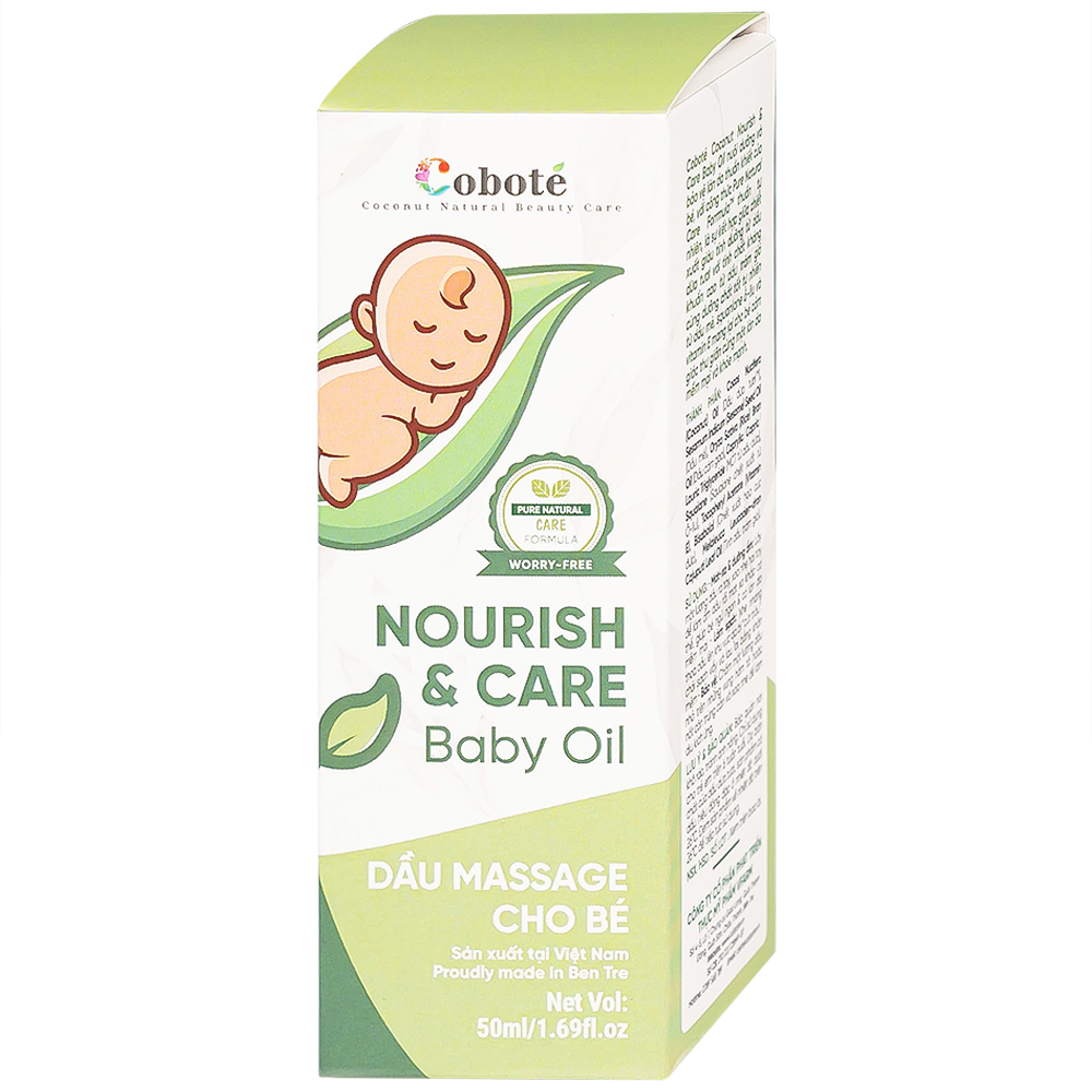 Dầu massage cho bé Nourish & Care Baby Oil Cobote dưỡng ẩm, làm dịu vết côn trùng cắn (50ml)