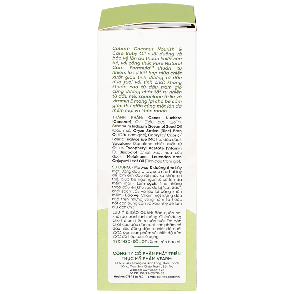 Dầu massage cho bé Nourish & Care Baby Oil Cobote dưỡng ẩm, làm dịu vết côn trùng cắn (50ml)